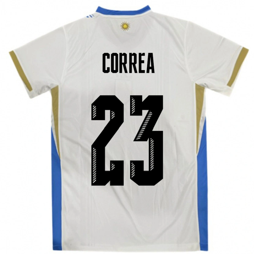 Danxen Uomo Maglia Uruguay Fabrizio Correa #23 Bianco Blu Kit Gara Away 24-26 Maglietta