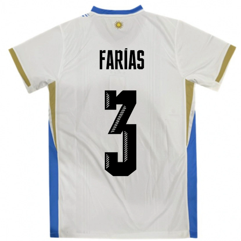 Danxen Uomo Maglia Uruguay Daiana Farias #3 Bianco Blu Kit Gara Away 24-26 Maglietta