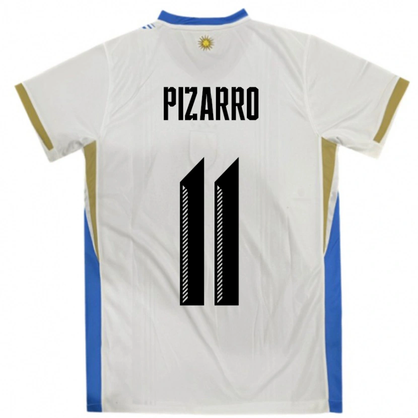 Danxen Uomo Maglia Uruguay Esperanza Pizarro #11 Bianco Blu Kit Gara Away 24-26 Maglietta