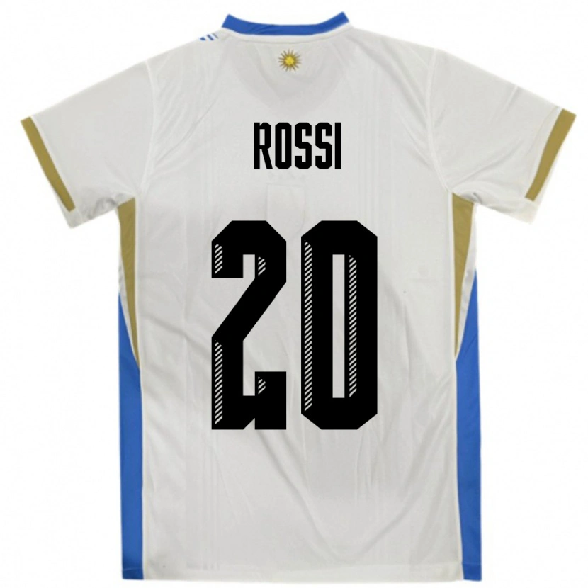 Danxen Uomo Maglia Uruguay Diego Rossi #20 Bianco Blu Kit Gara Away 24-26 Maglietta