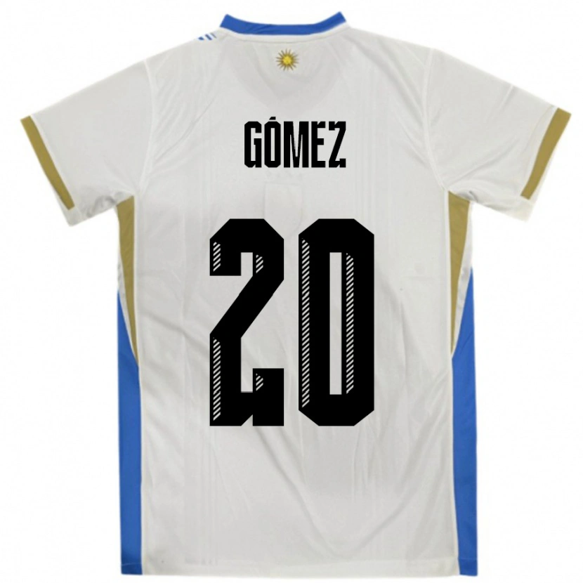 Danxen Uomo Maglia Uruguay Luciana Gomez #20 Bianco Blu Kit Gara Away 24-26 Maglietta