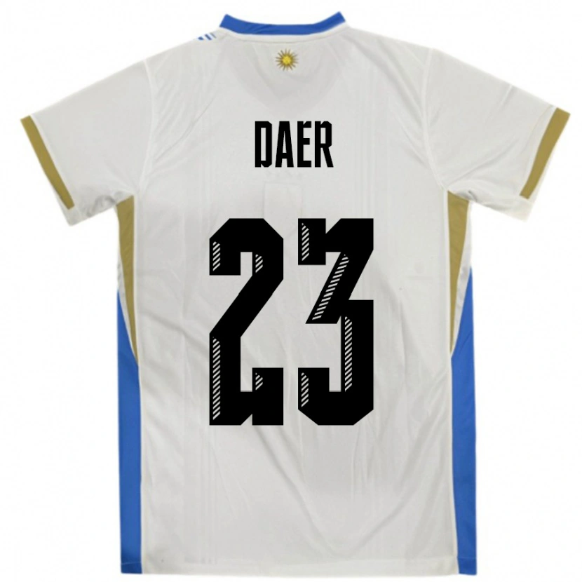 Danxen Uomo Maglia Uruguay Zulma Daer #23 Bianco Blu Kit Gara Away 24-26 Maglietta
