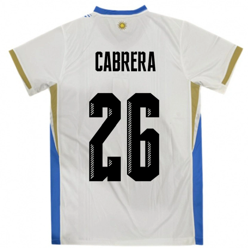 Danxen Uomo Maglia Uruguay Leandro Cabrera #26 Bianco Blu Kit Gara Away 24-26 Maglietta