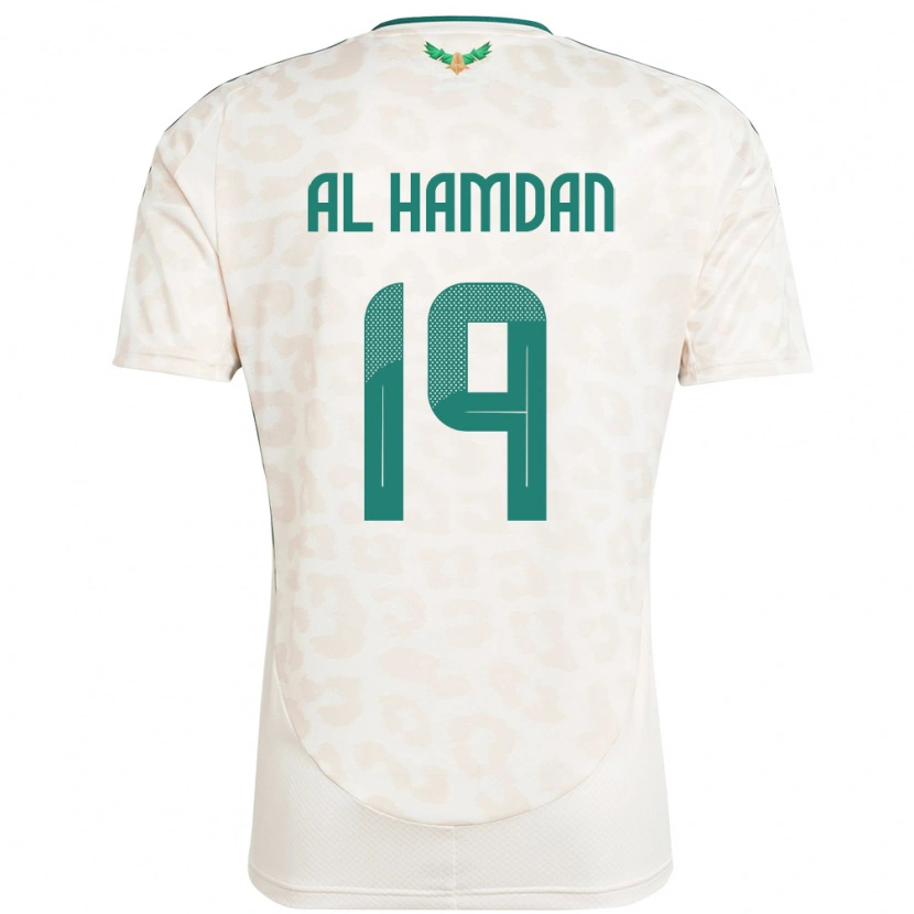 Danxen Uomo Maglia Arabia Saudita Abdullah Al-Hamdan #19 Bianco Kit Gara Away 24-26 Maglietta