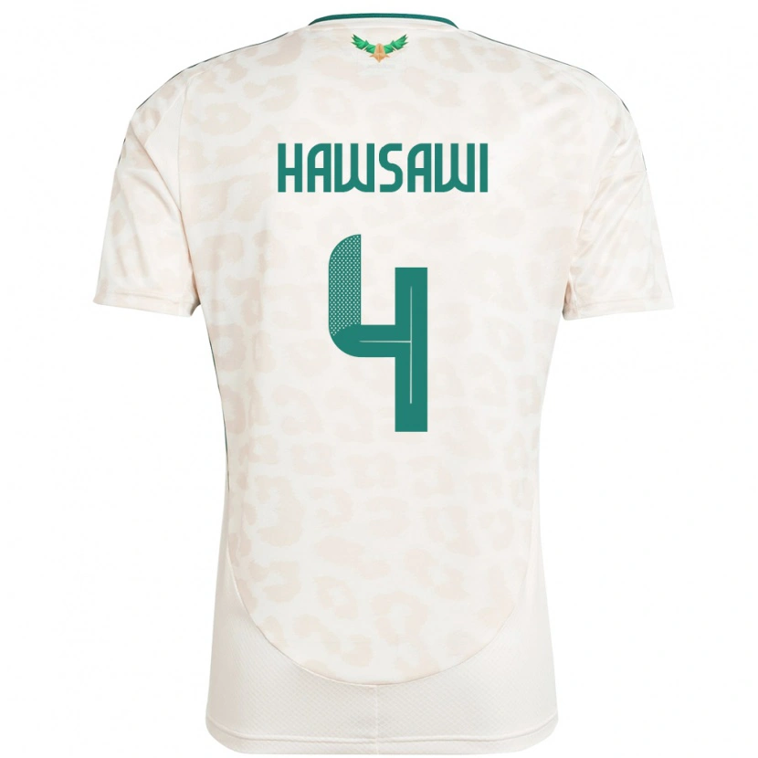 Danxen Uomo Maglia Arabia Saudita Mohammed Hawsawi #4 Bianco Kit Gara Away 24-26 Maglietta