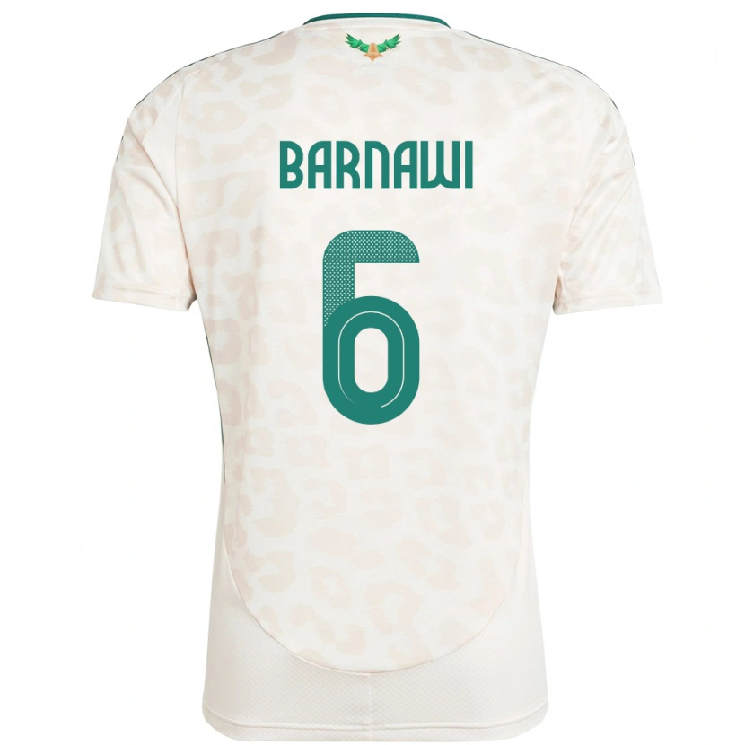 Danxen Uomo Maglia Arabia Saudita Saleh Barnawi #6 Bianco Kit Gara Away 24-26 Maglietta