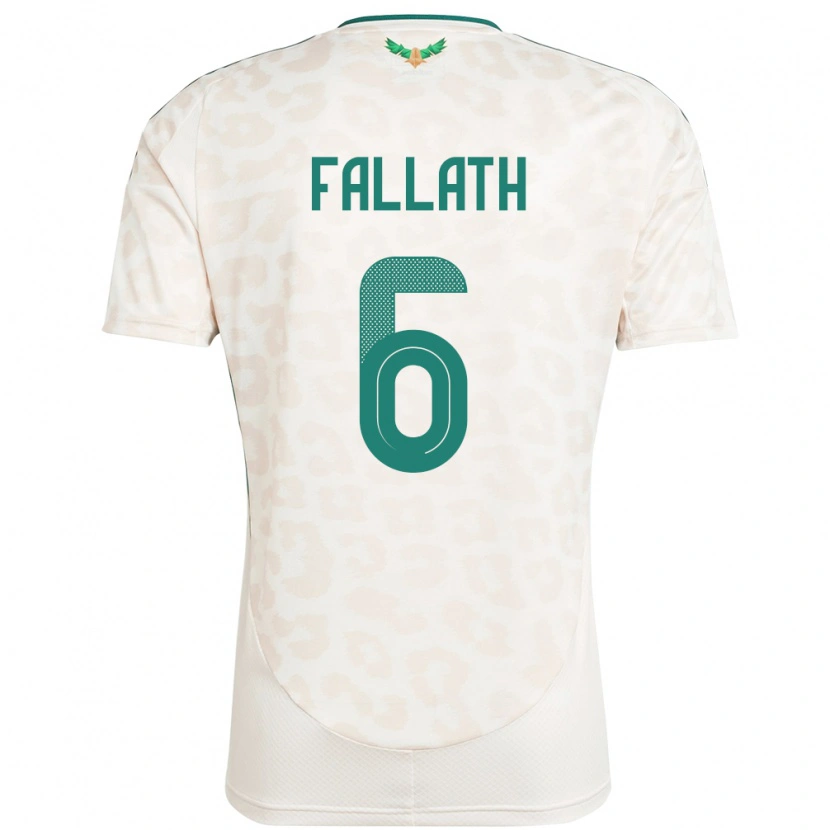 Danxen Uomo Maglia Arabia Saudita Mohammed Fallath #6 Bianco Kit Gara Away 24-26 Maglietta