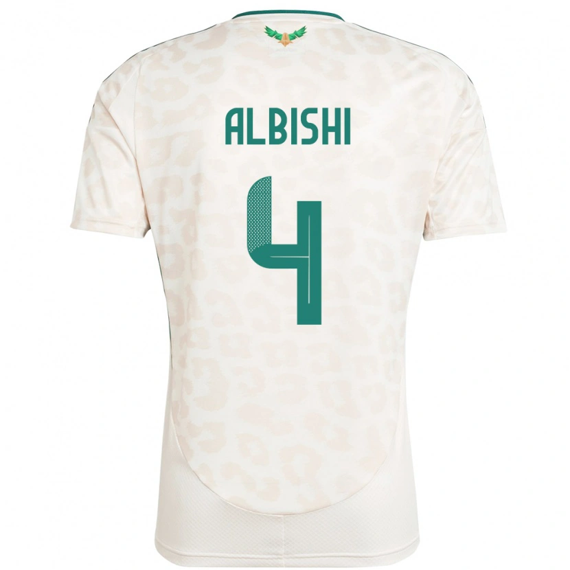 Danxen Uomo Maglia Arabia Saudita Abdullah Albishi #4 Bianco Kit Gara Away 24-26 Maglietta