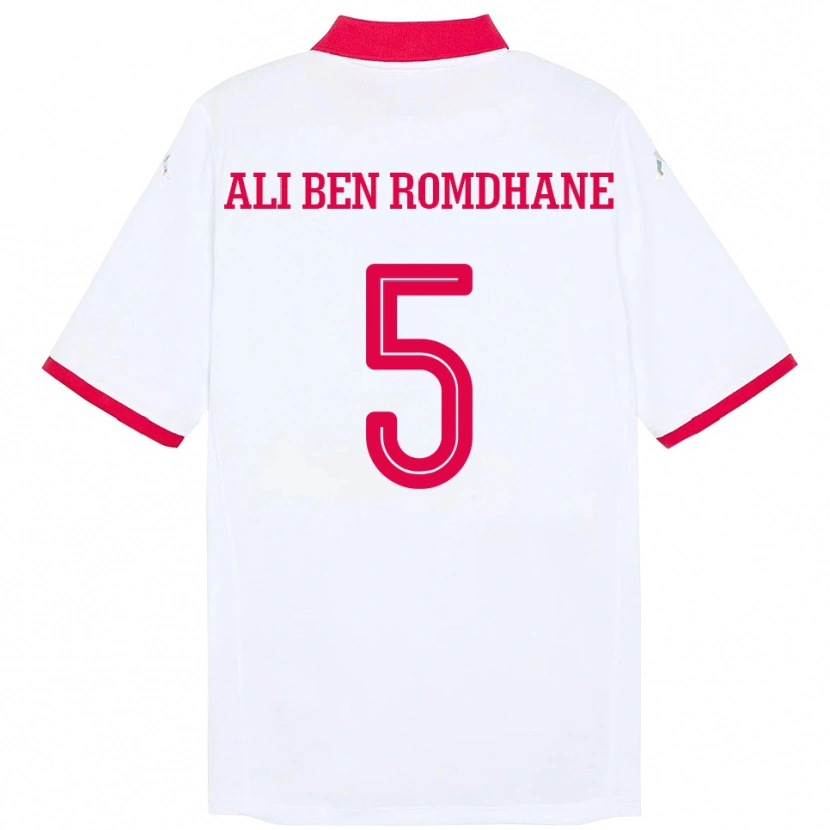 Danxen Uomo Maglia Tunisia Mohamed Ali Ben Romdhane #5 Bianco Kit Gara Away 24-26 Maglietta