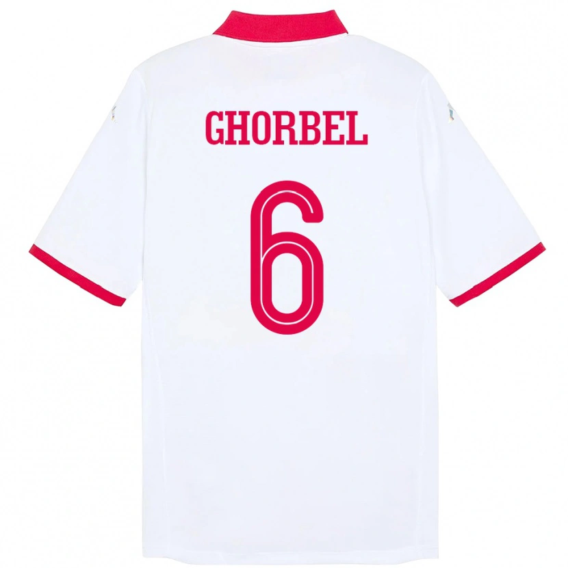 Danxen Uomo Maglia Tunisia Mahmoud Ghorbel #6 Bianco Kit Gara Away 24-26 Maglietta