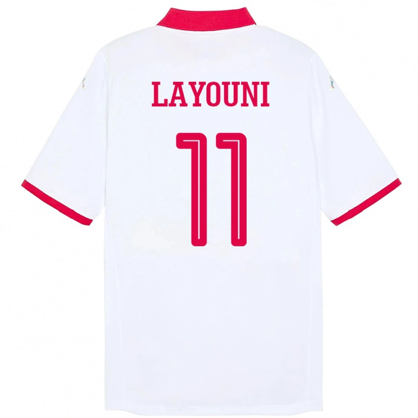 Danxen Uomo Maglia Tunisia Amor Layouni #11 Bianco Kit Gara Away 24-26 Maglietta
