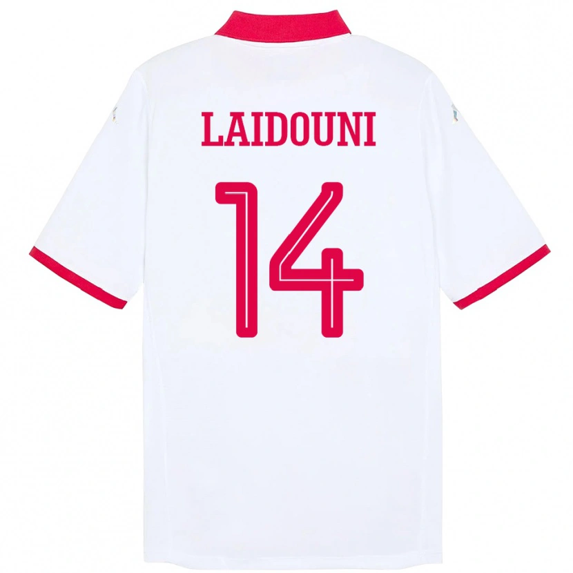 Danxen Uomo Maglia Tunisia Aïssa Laïdouni #14 Bianco Kit Gara Away 24-26 Maglietta