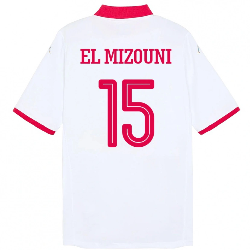 Danxen Uomo Maglia Tunisia Idris El Mizouni #15 Bianco Kit Gara Away 24-26 Maglietta