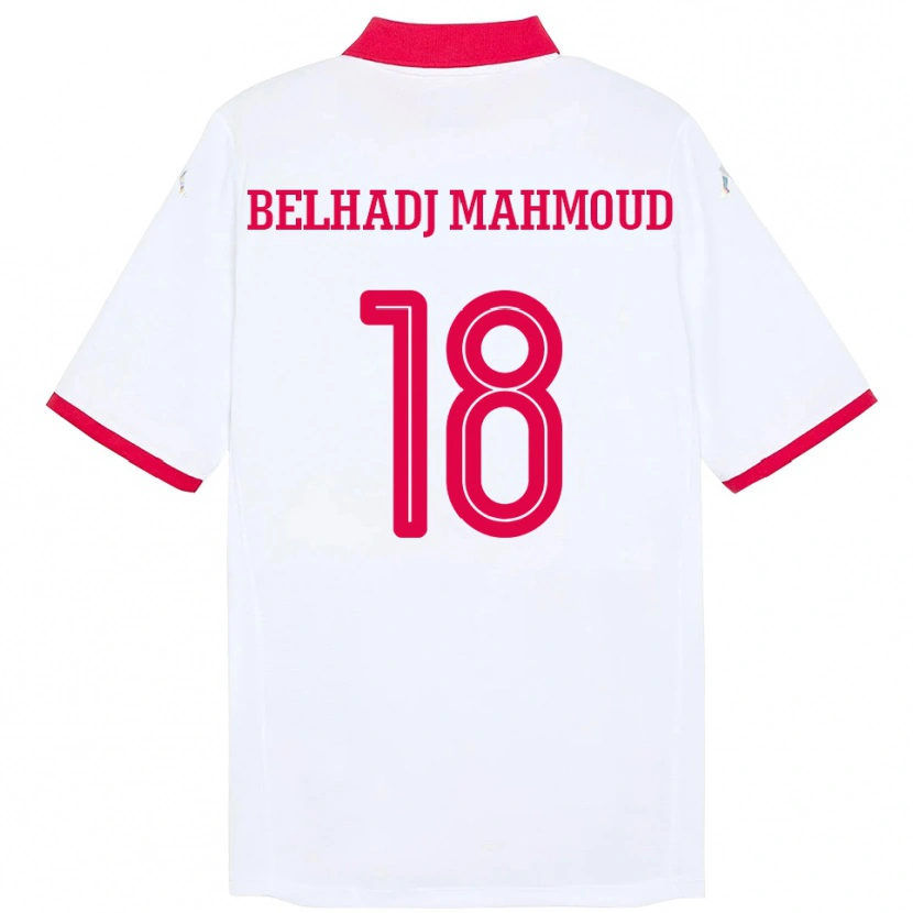 Danxen Uomo Maglia Tunisia Mohamed Belhadj Mahmoud #18 Bianco Kit Gara Away 24-26 Maglietta