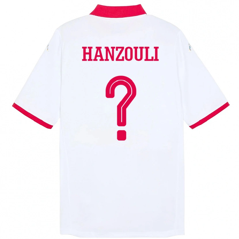 Danxen Uomo Maglia Tunisia Oussema Hanzouli #0 Bianco Kit Gara Away 24-26 Maglietta