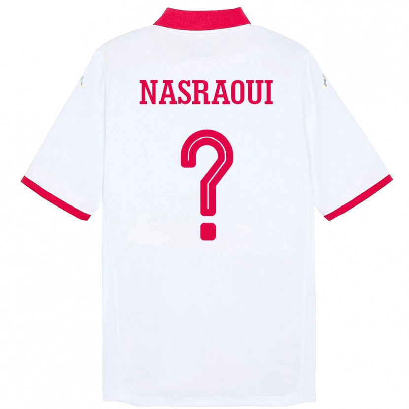Danxen Uomo Maglia Tunisia Mohamed Nasraoui #0 Bianco Kit Gara Away 24-26 Maglietta