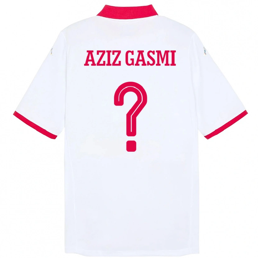 Danxen Uomo Maglia Tunisia Mohamd Aziz Gasmi #0 Bianco Kit Gara Away 24-26 Maglietta