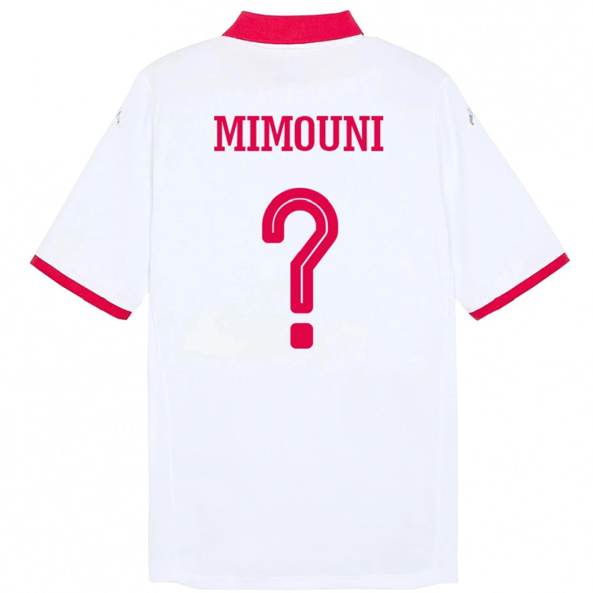 Danxen Uomo Maglia Tunisia Farouk Mimouni #0 Bianco Kit Gara Away 24-26 Maglietta