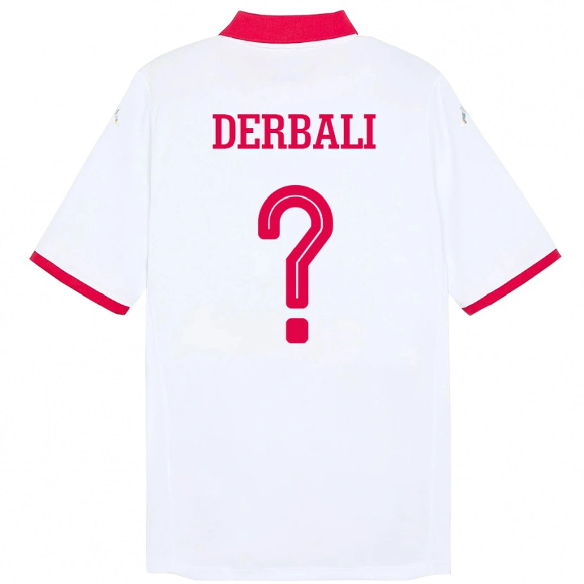 Danxen Uomo Maglia Tunisia Alaeddine Derbali #0 Bianco Kit Gara Away 24-26 Maglietta