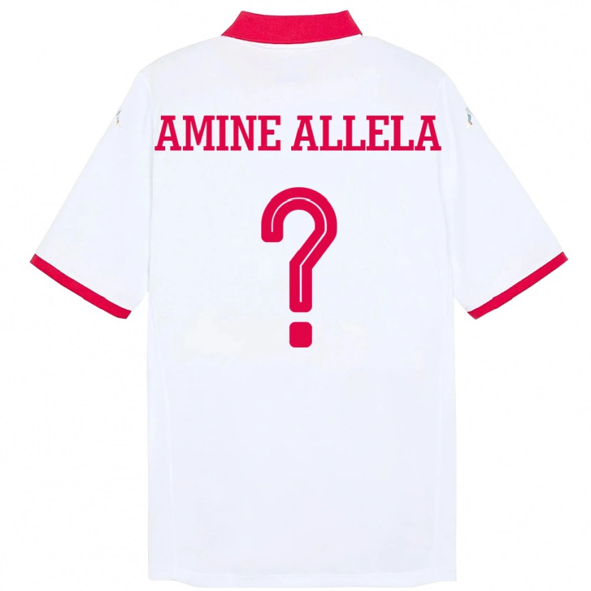 Danxen Uomo Maglia Tunisia Mohamed Amine Allela #0 Bianco Kit Gara Away 24-26 Maglietta