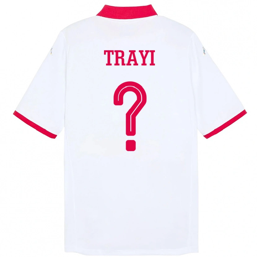 Danxen Uomo Maglia Tunisia Louay Trayi #0 Bianco Kit Gara Away 24-26 Maglietta