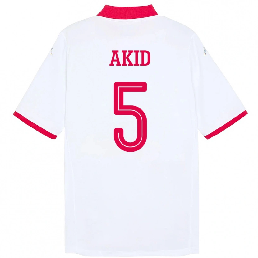 Danxen Uomo Maglia Tunisia Abdessalem Akid #5 Bianco Kit Gara Away 24-26 Maglietta