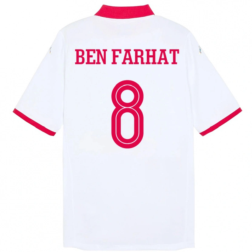 Danxen Uomo Maglia Tunisia Louey Ben Farhat #8 Bianco Kit Gara Away 24-26 Maglietta