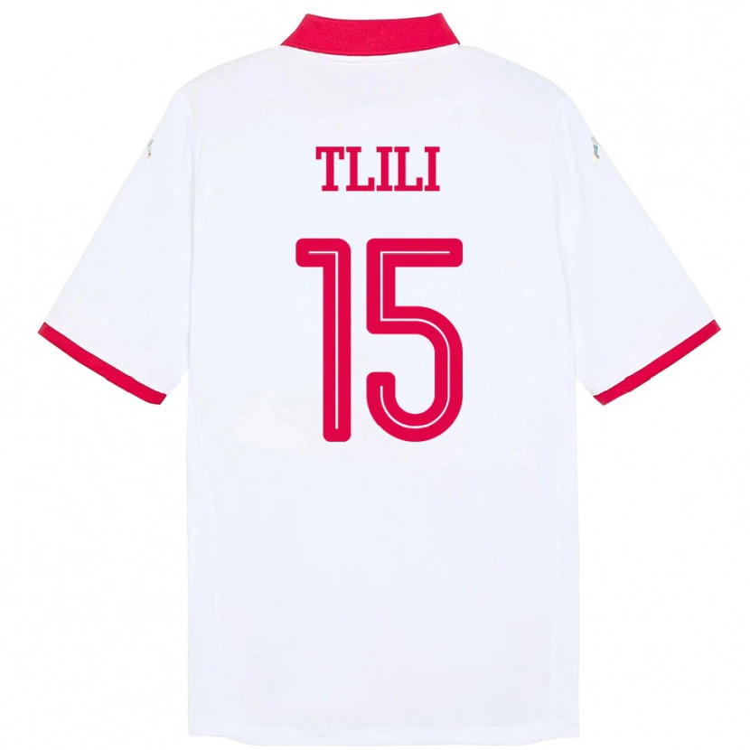 Danxen Uomo Maglia Tunisia Mehdi Tlili #15 Bianco Kit Gara Away 24-26 Maglietta