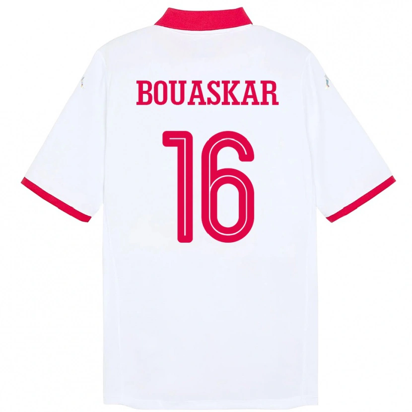 Danxen Uomo Maglia Tunisia Slim Bouaskar #16 Bianco Kit Gara Away 24-26 Maglietta
