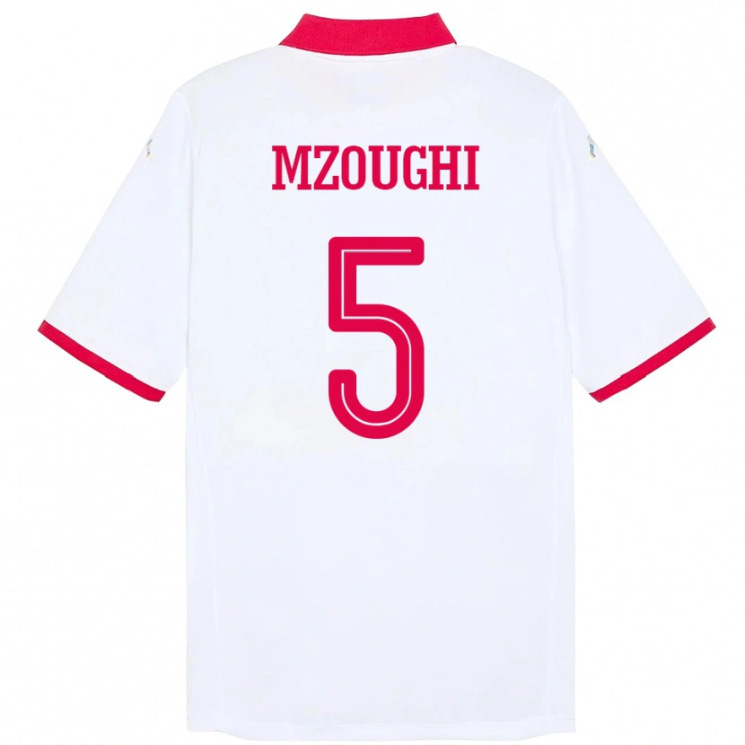 Danxen Uomo Maglia Tunisia Iskander Mzoughi #5 Bianco Kit Gara Away 24-26 Maglietta