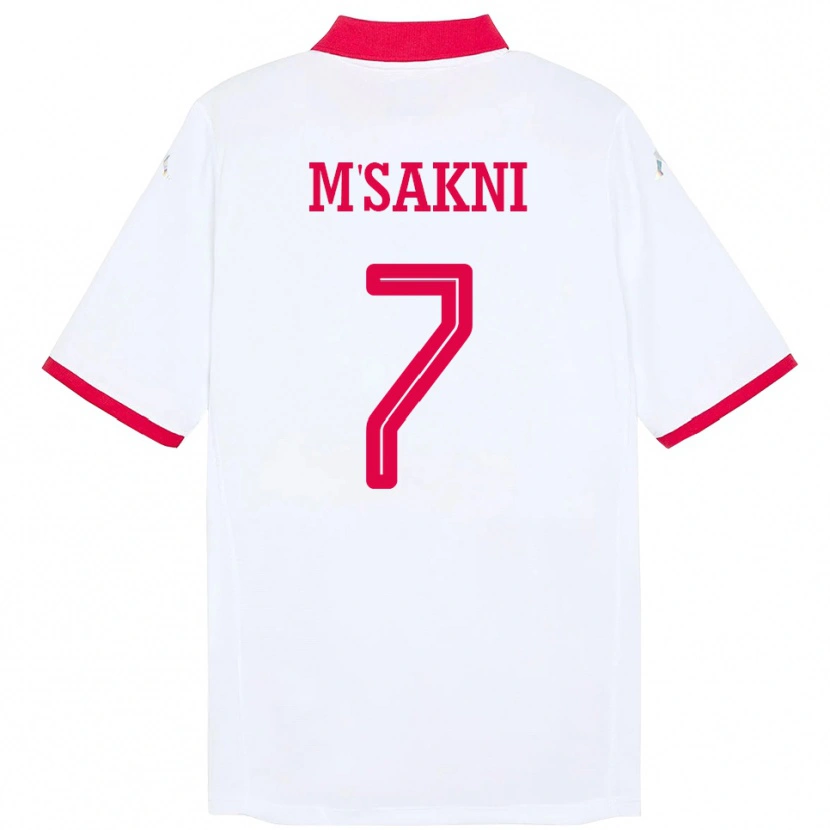 Danxen Uomo Maglia Tunisia Youssef M Sakni #7 Bianco Kit Gara Away 24-26 Maglietta