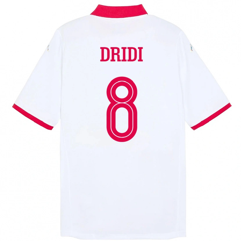 Danxen Uomo Maglia Tunisia Yassine Dridi #8 Bianco Kit Gara Away 24-26 Maglietta