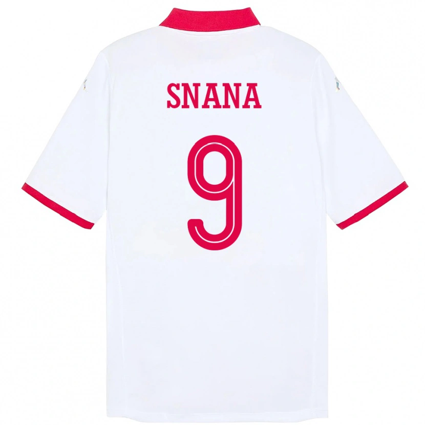 Danxen Uomo Maglia Tunisia Youssef Snana #9 Bianco Kit Gara Away 24-26 Maglietta