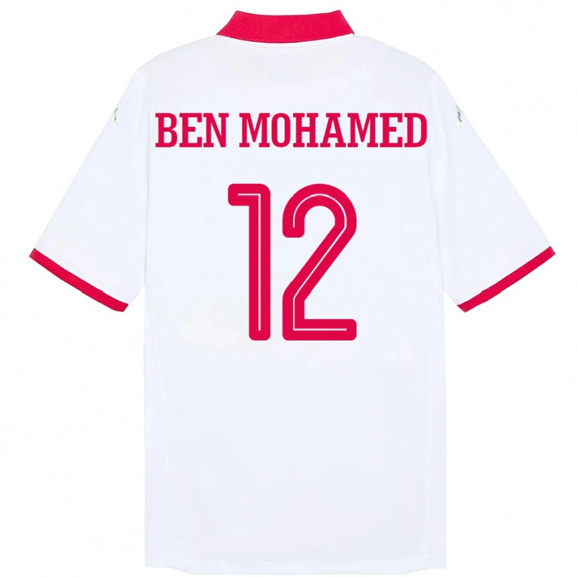 Danxen Uomo Maglia Tunisia Ibtissem Ben Mohamed #12 Bianco Kit Gara Away 24-26 Maglietta