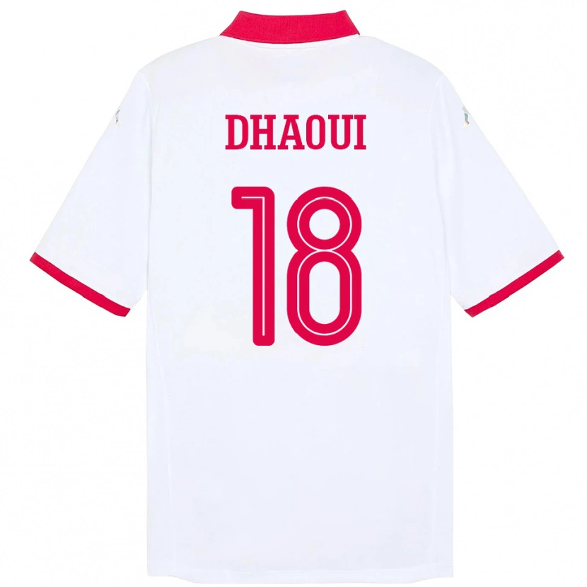 Danxen Uomo Maglia Tunisia Mouhamed Dhaoui #18 Bianco Kit Gara Away 24-26 Maglietta