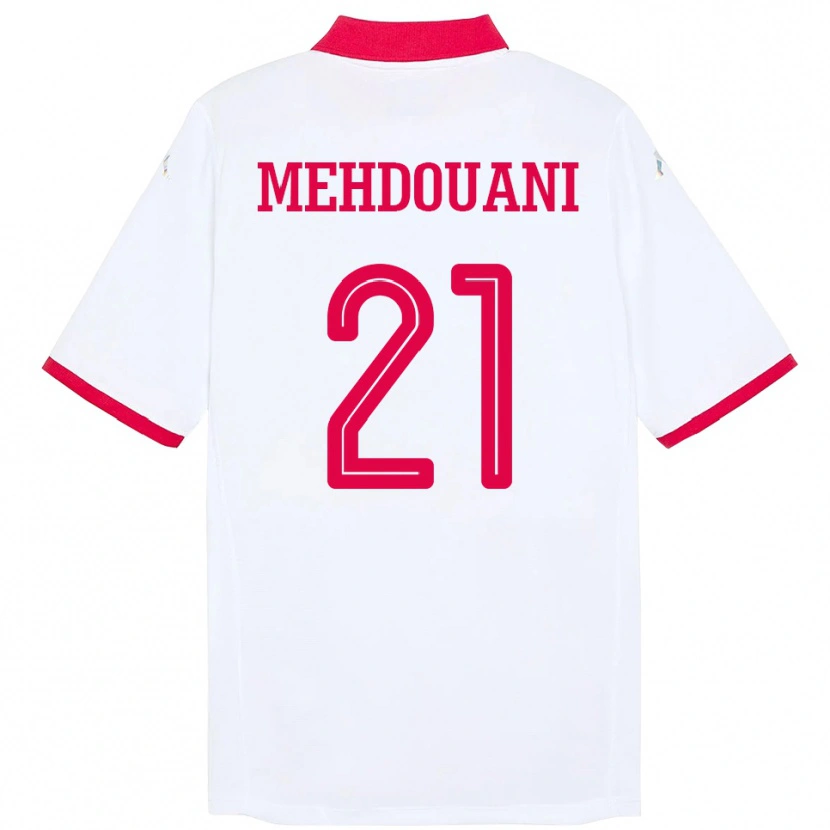 Danxen Uomo Maglia Tunisia Firas Mehdouani #21 Bianco Kit Gara Away 24-26 Maglietta