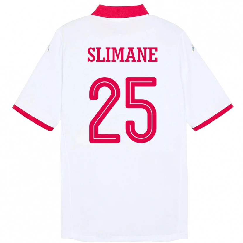Danxen Uomo Maglia Tunisia Anis Ben Slimane #25 Bianco Kit Gara Away 24-26 Maglietta