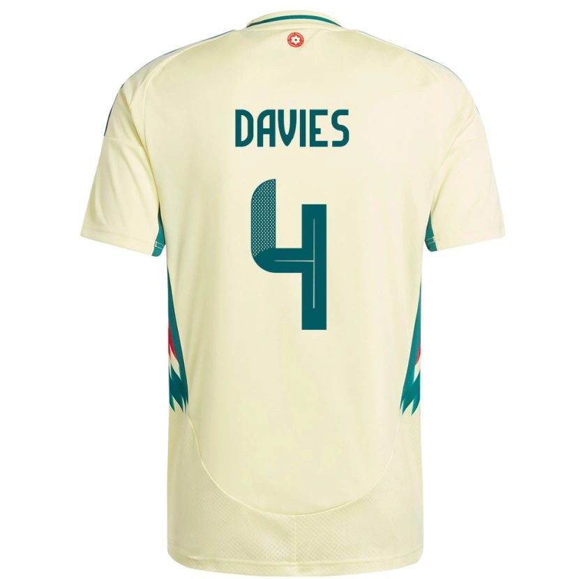 Danxen Uomo Maglia Galles Ben Davies #4 Beige Giallo Kit Gara Away 24-26 Maglietta
