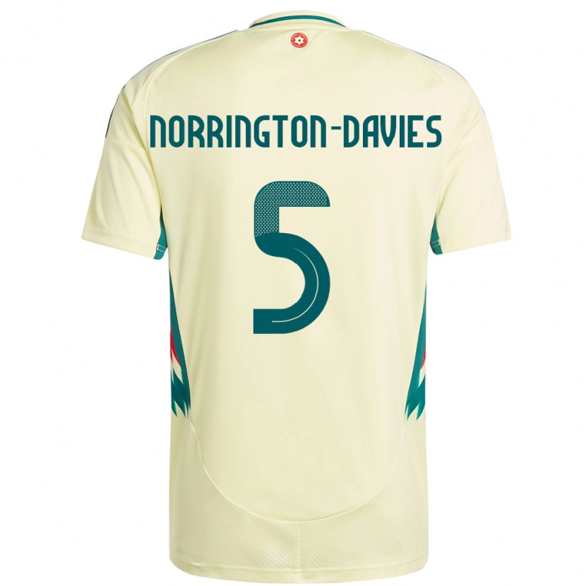 Danxen Uomo Maglia Galles Rhys Norrington-Davies #5 Beige Giallo Kit Gara Away 24-26 Maglietta