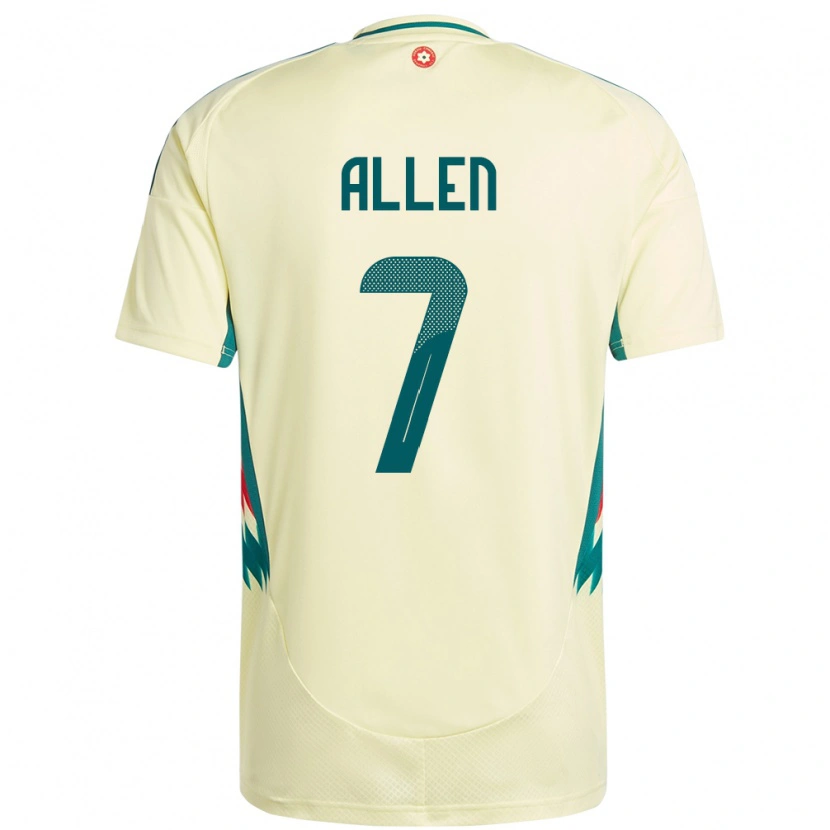 Danxen Uomo Maglia Galles Joe Allen #7 Beige Giallo Kit Gara Away 24-26 Maglietta