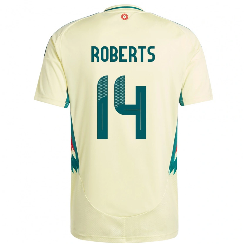 Danxen Uomo Maglia Galles Connor Roberts #14 Beige Giallo Kit Gara Away 24-26 Maglietta