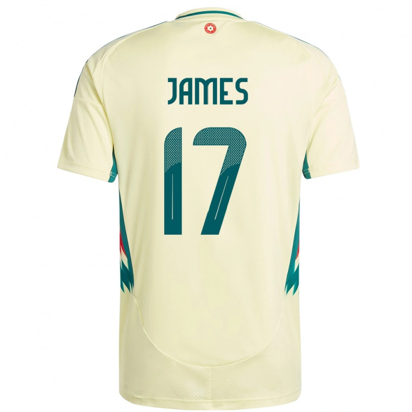 Danxen Uomo Maglia Galles Jordan James #17 Beige Giallo Kit Gara Away 24-26 Maglietta