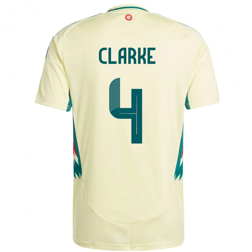 Danxen Uomo Maglia Galles Brayden Clarke #4 Beige Giallo Kit Gara Away 24-26 Maglietta