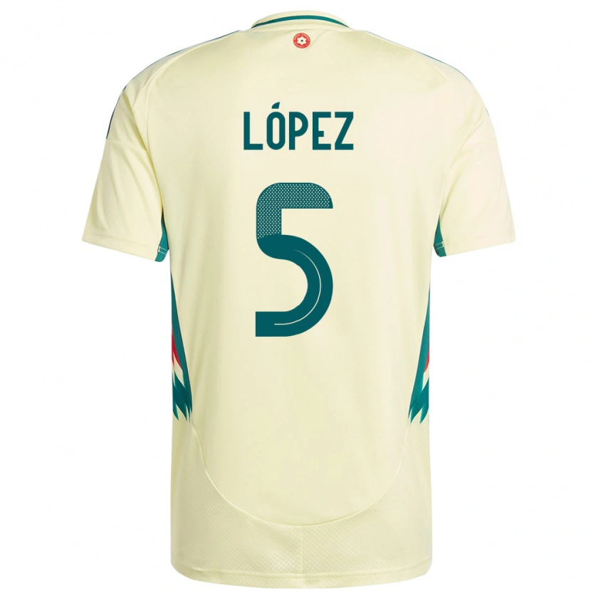 Danxen Uomo Maglia Galles Pablo López #5 Beige Giallo Kit Gara Away 24-26 Maglietta