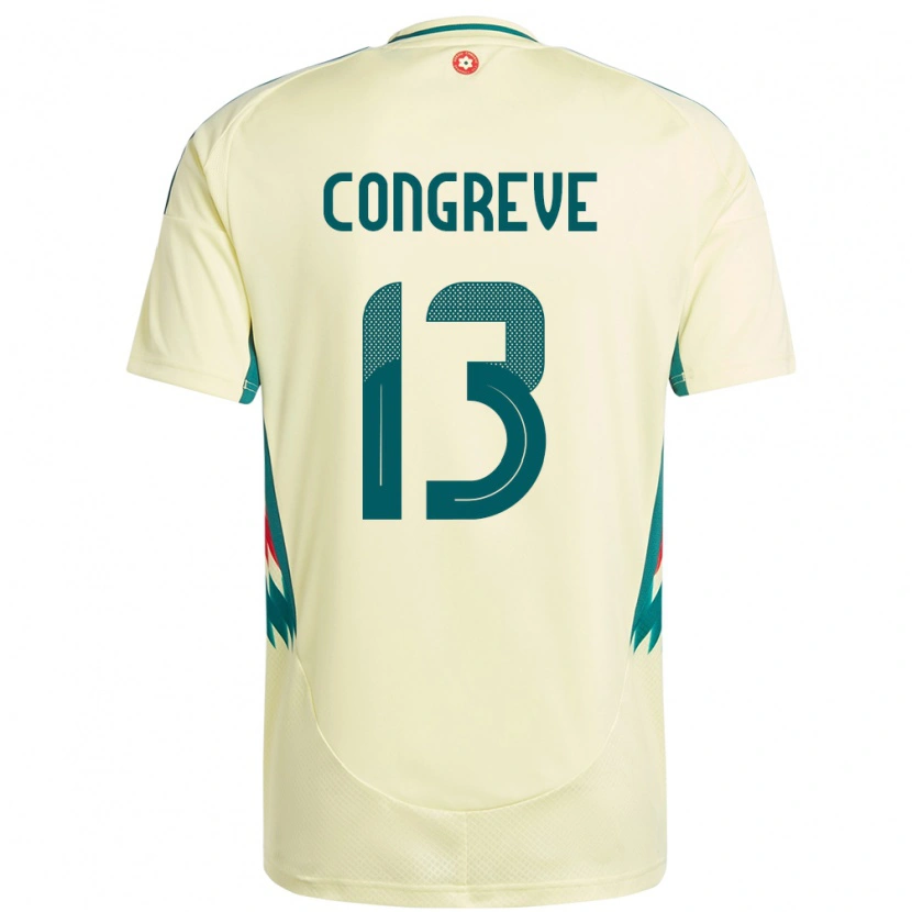 Danxen Uomo Maglia Galles Cameron Congreve #13 Beige Giallo Kit Gara Away 24-26 Maglietta