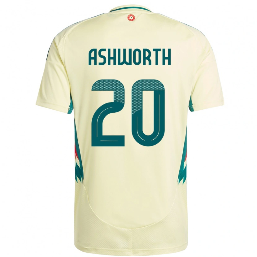 Danxen Uomo Maglia Galles Zac Ashworth #20 Beige Giallo Kit Gara Away 24-26 Maglietta