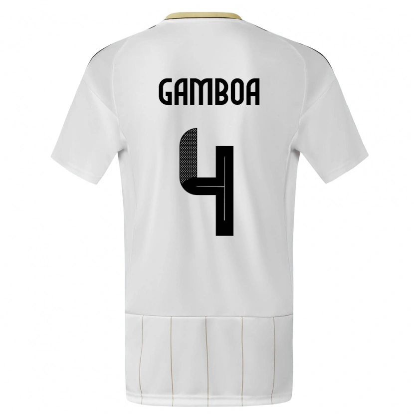 Danxen Uomo Maglia Costa Rica Alexis Gamboa #4 Bianco Kit Gara Away 24-26 Maglietta