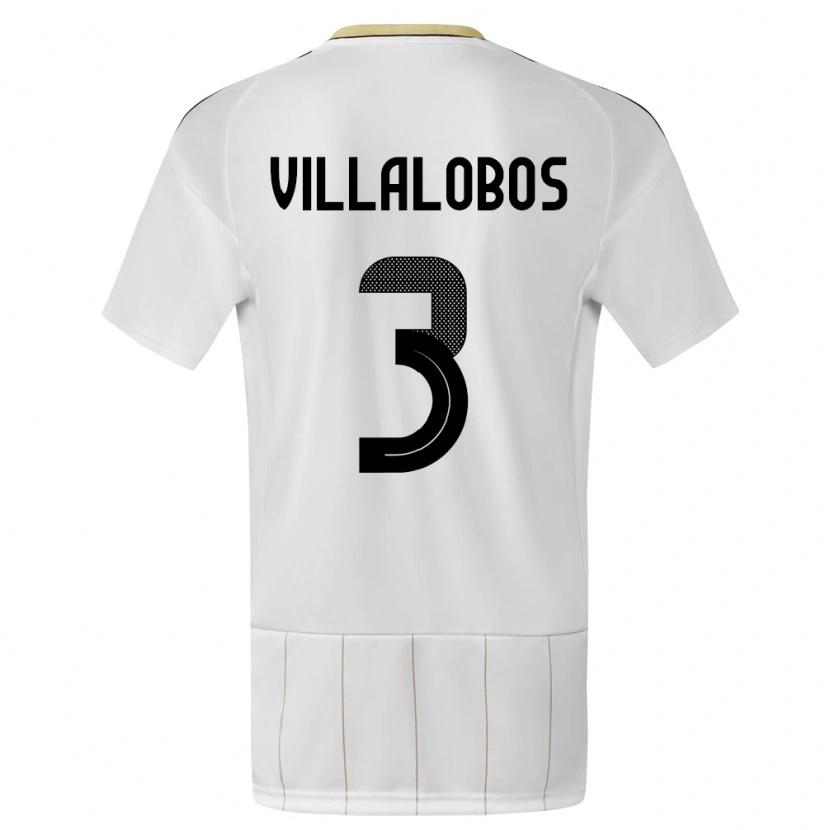 Danxen Uomo Maglia Costa Rica Guillermo Villalobos #3 Bianco Kit Gara Away 24-26 Maglietta