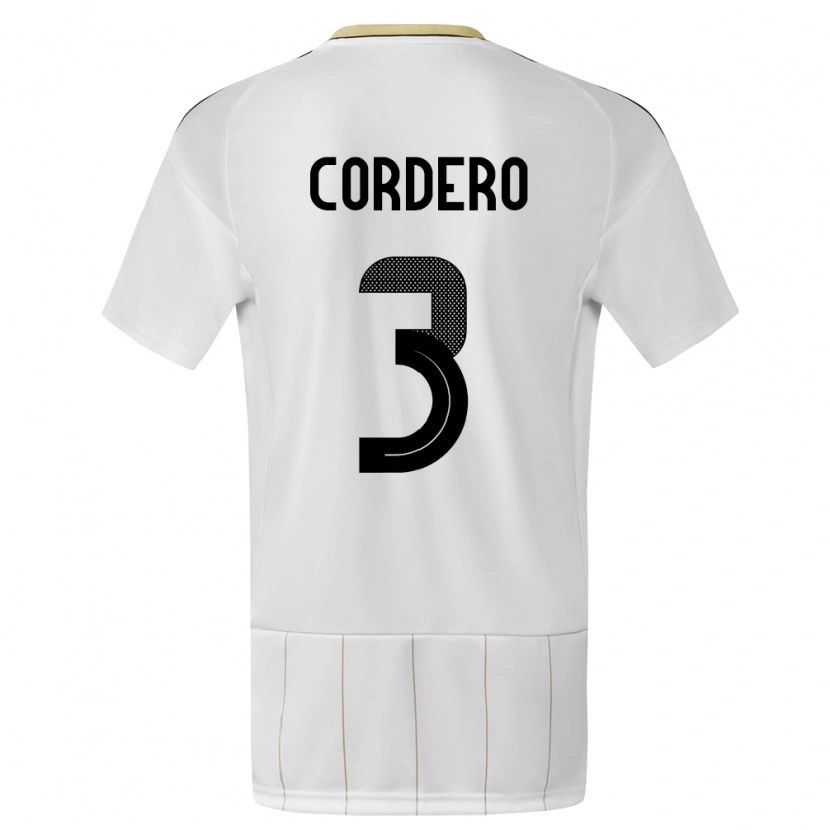 Danxen Uomo Maglia Costa Rica Thiago Cordero #3 Bianco Kit Gara Away 24-26 Maglietta
