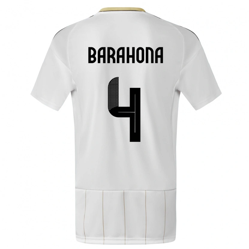 Danxen Uomo Maglia Costa Rica Carlos Barahona #4 Bianco Kit Gara Away 24-26 Maglietta